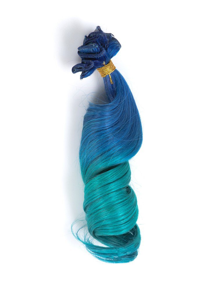 Indian Remy Blue To Teal Colorful Clip In Hair Extension VGE09002