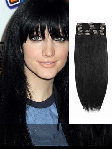 Indian Remy Jet Black Clip In Hair Extensions VGE10002
