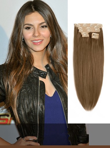 Indian Remy Light Brown Clip In Hair Extensions VGE10005