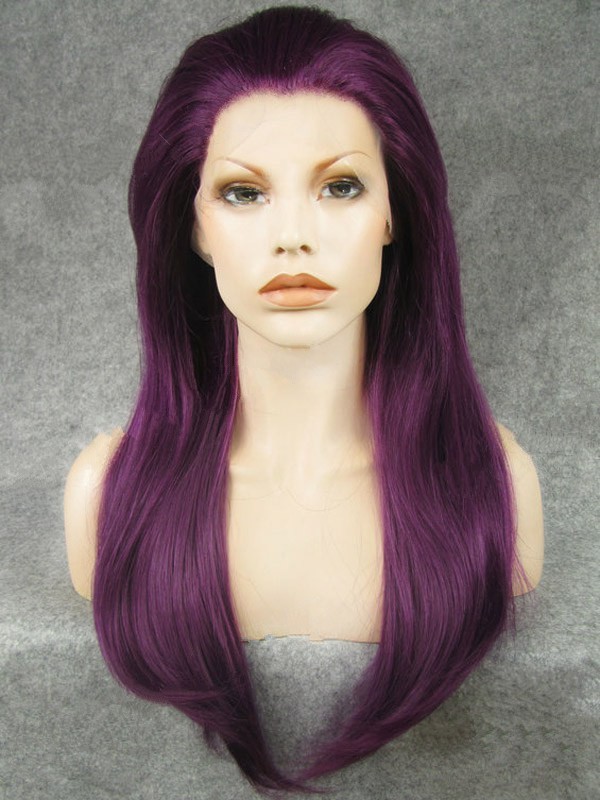 Purple 20" Synthetic Wigs Lace Front Wigs VGW05009