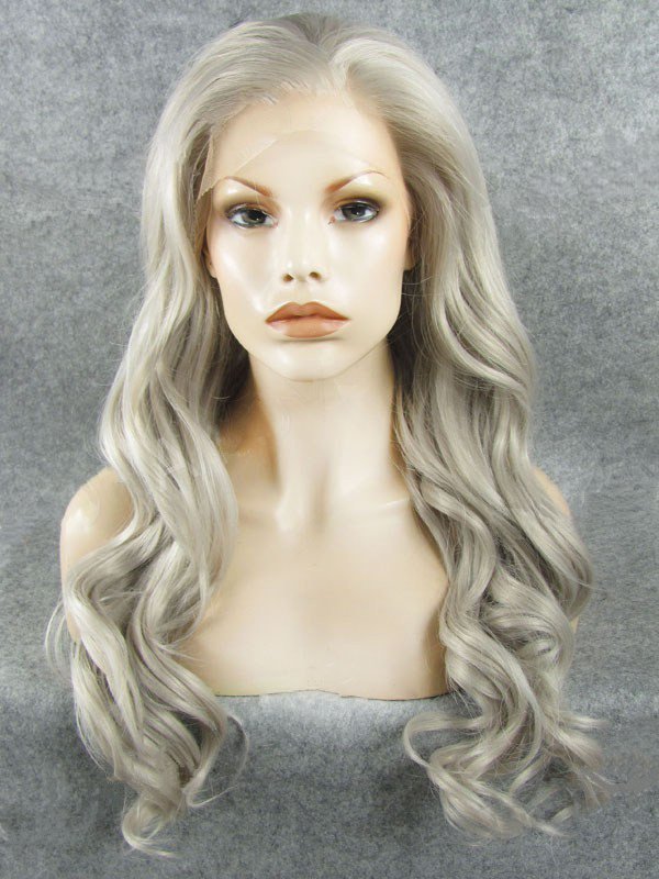 Silver 26" Synthetic Wigs Lace Front Wigs VGW05010