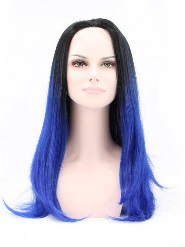 24" Royal Blue Straight Lace Front Synthetic Wigs Wigs VGW05079