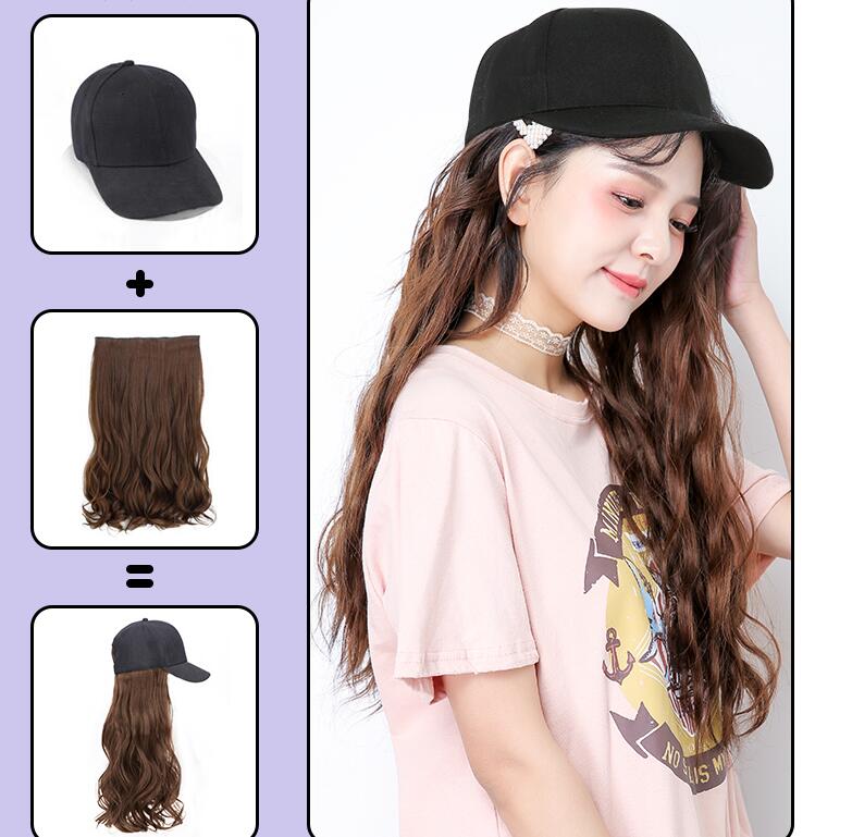 24” Synthetic Hair Hat and Wig for Cosplay Long Straight Wig High Temperature Fiber