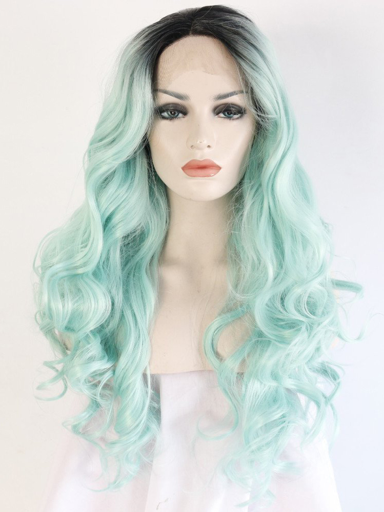 Black To Mint 24" Synthetic Wigs Lace Front Wigs VGW05093