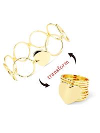Love Heart Bracelet Retractable Folding Statement Ring 2-in-1 Engagement Ring Bracelets