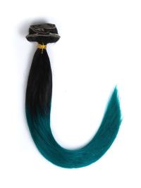 Cheap Clip In Black To Emerald Colorful Ombre Hair Extensions VGE09003