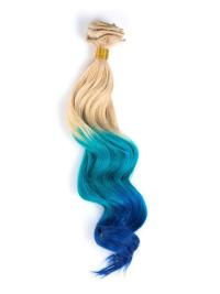 Clip In Blonde To Bright Blue To Royal Blue Ombre Hair Extension VGE09004