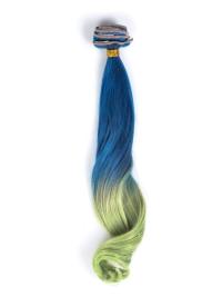 Indian Remy Blue To Neon_green Colorful Clip In Hair Extensions VGE09011