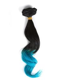 Clip In Black To Bright Blue Colorful Ombre Hair Extensions VGE09014