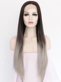 Brown To Platinum Ombre 26" Synthetic Wigs Lace Front Wigs VGW05017