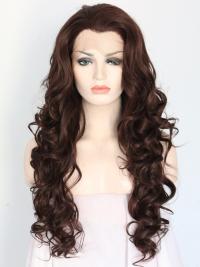 Mid Brown 24" Synthetic Wigs Lace Front Wigs VGW05019