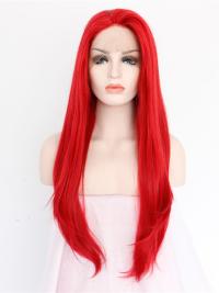 Fire Red 24" Synthetic Wigs Lace Front Wigs VGW05024