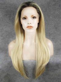 Long Straight Black To Blonde 24" Lace Front Wigs VGW05027