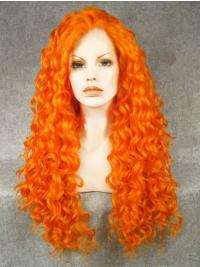 26" Orange Red Curly Lace Front Synthetic Wigs Wigs VGW05081