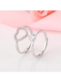 1 Pair Love Heart Adjustable Ring Hollow Endless Love Lovers Couples Rings for Women Men Engagement Wedding Valentine's Day Jewelry Gifts