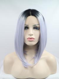 Black To Silver 12" Synthetic Wigs Lace Front Wigs VGW05106